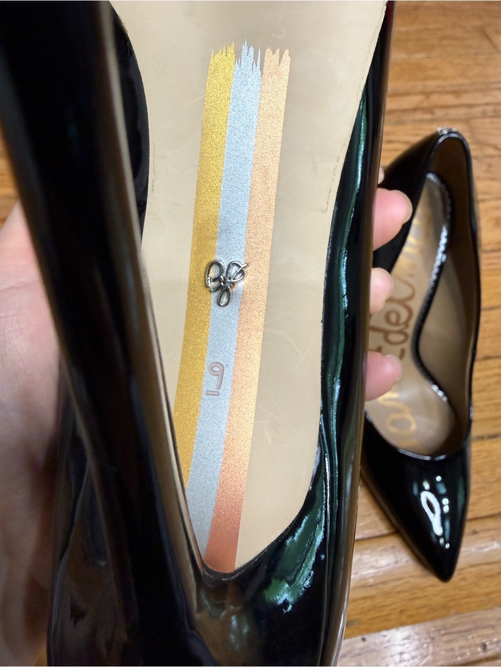 Sam Edelman Black Patent Pointed Toe Pumps Size 9 Stiletto Heels Classic Sexy - Picture 8 of 12